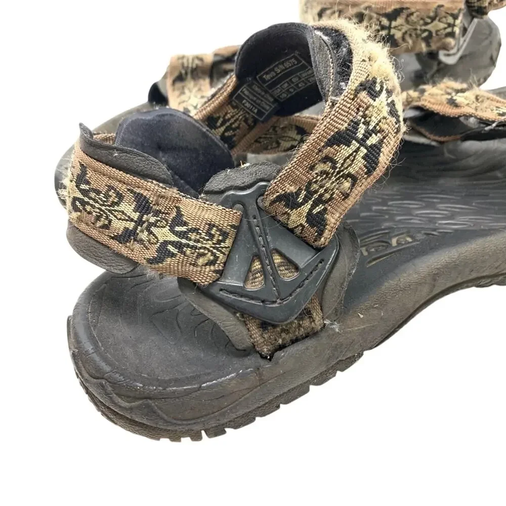 Teva 6575 Brown Black Sport Sandals Shoes Fisherman Dad Shoes Hiking Caming 10